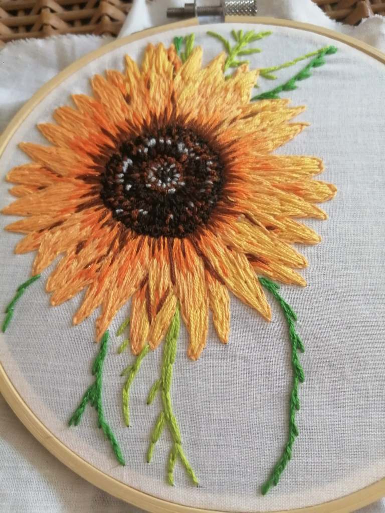 One of the many coping mechanisms that help! Embroidery always offers me some peace, joy and gentle focus. Plus... sunflowers.